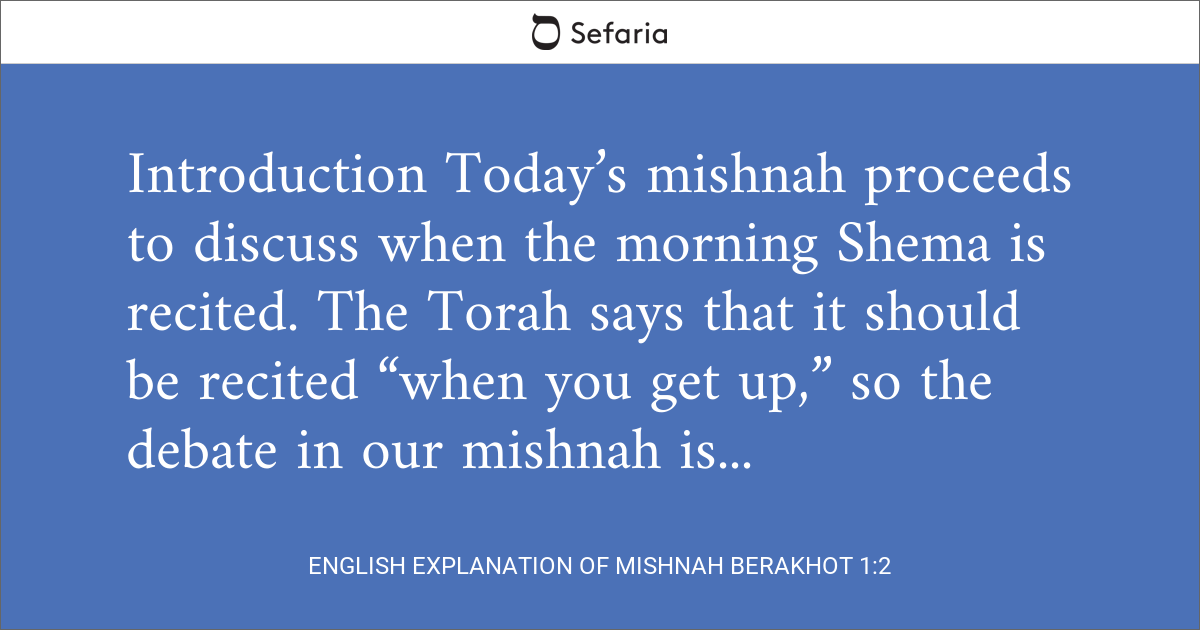 English Explanation of Mishnah Berakhot 1:2