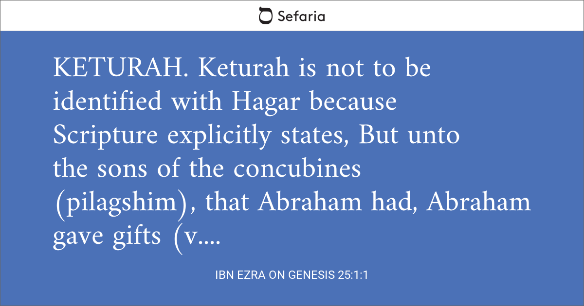 Ibn Ezra on Genesis 25:1:1