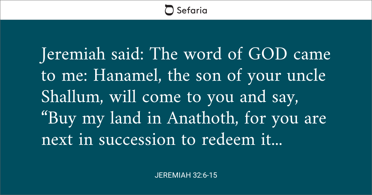 jeremiah 32 6 - 15 kjv