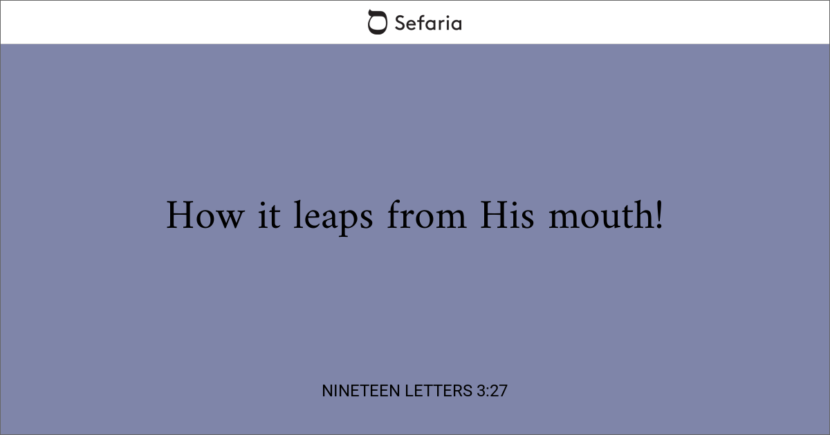 Nineteen Letters 3:27