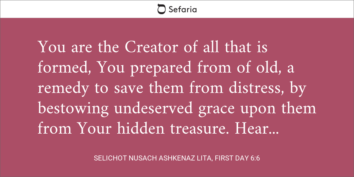 Selichot Nusach Ashkenaz Lita, First Day 6:6