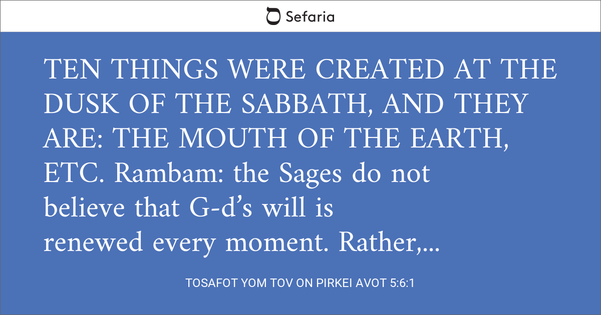 Tosafot Yom Tov on Pirkei Avot 5:6:1